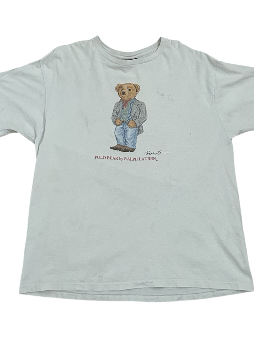 Vintage Ralph Lauren Polo Bear T-Shirt Size Large Distressed